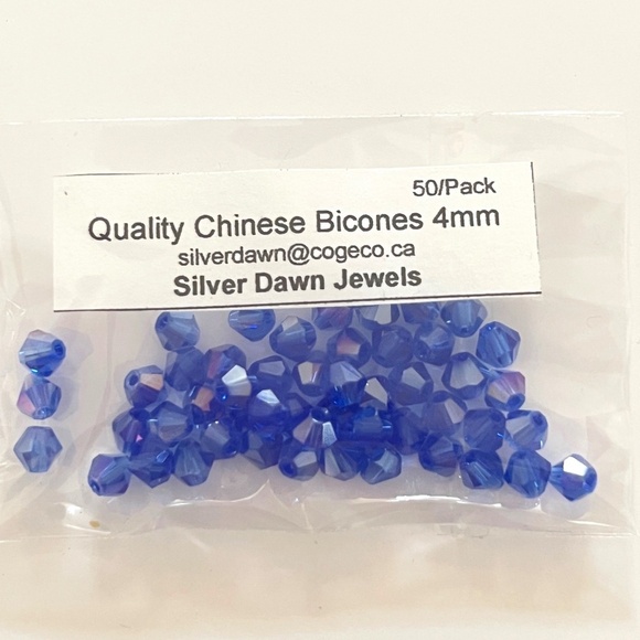 As Low As $2 Sapphire Blue AB Quality Chinese Crystal Bicone Beads 4mm (50) - Picture 1 of 2